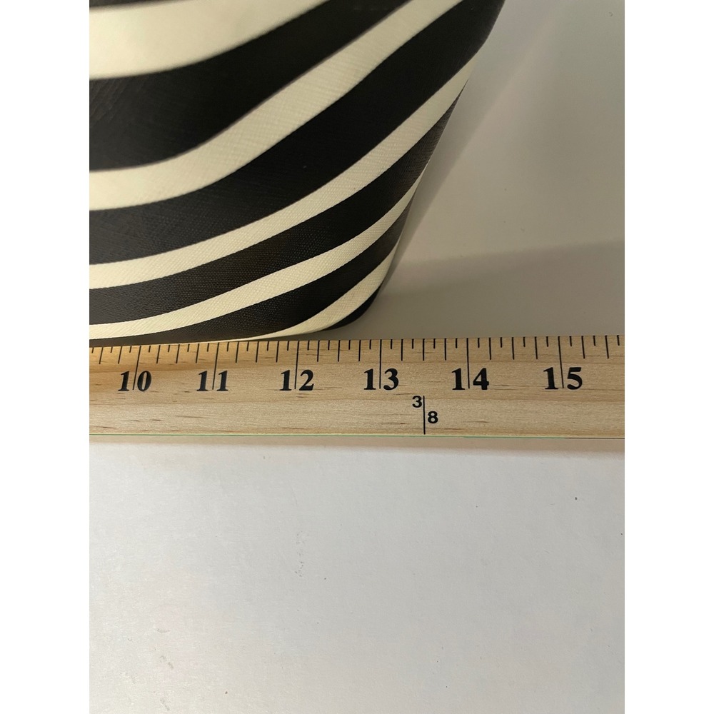 Kate Spade Tote Bag Womens Large Black White Excellent Striped Saffiano Leather - Picture 6 of 8